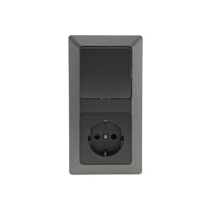 MILOS Steckdose mit Schalter Wechselschalter Grau...