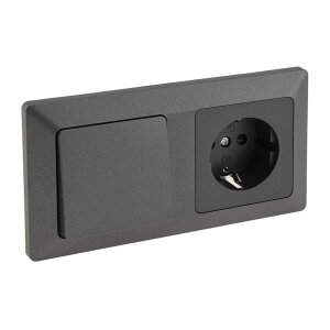 MILOS Steckdose mit Schalter Wechselschalter Grau...