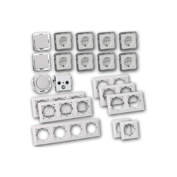 MILOS Set"Wohnzimmer mit Dimmer", 20-teilig, weiß