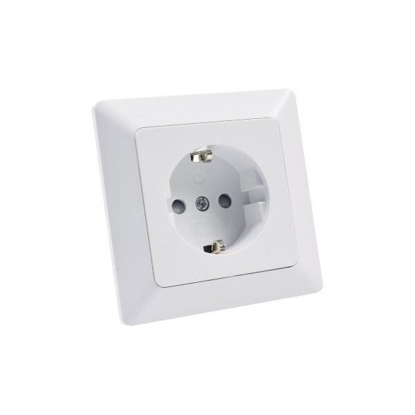 MILOS Schutzkontakt-Steckdose Unterputz 250V / 16A Klemmanschluss Steckdose erhöhtem Berührungsschutz mit Rahmen Weiß