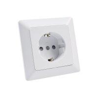 MILOS Schutzkontakt-Steckdose Unterputz 250V / 16A Klemmanschluss Steckdose erhöhtem Berührungsschutz mit Rahmen Weiß