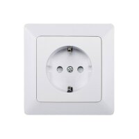 MILOS Schutzkontakt-Steckdose Unterputz 250V / 16A Klemmanschluss Steckdose erhöhtem Berührungsschutz mit Rahmen Weiß