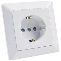 MILOS Schutzkontakt-Steckdose Unterputz 250V / 16A Klemmanschluss Steckdose erhöhtem Berührungsschutz mit Rahmen Weiß