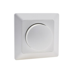 LED-Dimmer mit Steckdose 230V – Weiß matt im Doppelrahmen