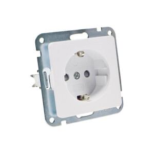 LED-Dimmer mit Steckdose 230V – Weiß matt im Doppelrahmen