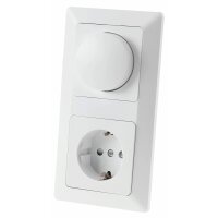 LED-Dimmer mit Steckdose 230V – Weiß matt im Doppelrahmen