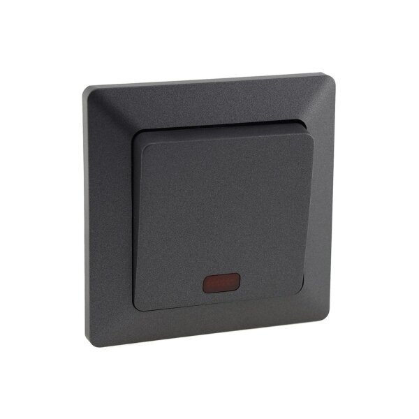 MILOS Kontrollschalter mit Beleuchtung 230V inkl. 1-fach Rahmen, Unterputz, Anthrazit