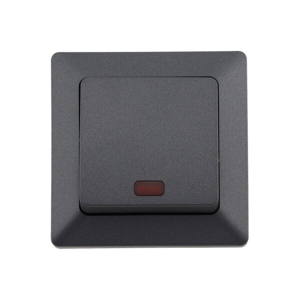 MILOS Kontrollschalter mit Beleuchtung 230V inkl. 1-fach Rahmen, Unterputz, Anthrazit