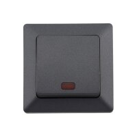 MILOS Kontrollschalter mit Beleuchtung 230V inkl. 1-fach Rahmen, Unterputz, Anthrazit