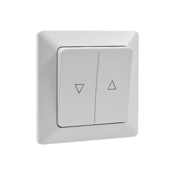 MILOS Jalousien-Steuerung Taster 0-250V~/ max. 10A mit 1-fach Rahmen Abnehmbar, Unterputz, weiß matt