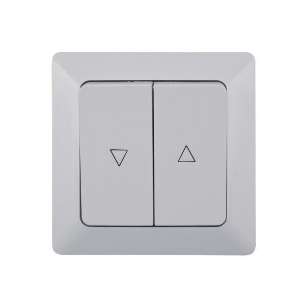 MILOS Jalousien-Steuerung Taster 0-250V~/ max. 10A mit 1-fach Rahmen Abnehmbar, Unterputz, weiß matt