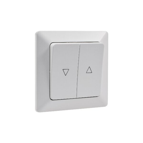 MILOS Jalousien-Steuerung Taster 0-250V~/ max. 10A mit 1-fach Rahmen Abnehmbar, Unterputz, weiß matt