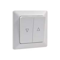 MILOS Jalousien-Steuerung Taster 0-250V~/ max. 10A mit 1-fach Rahmen Abnehmbar, Unterputz, weiß matt