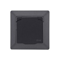 3er Set MILOS IP44 Steckdose Unterputz 3Stück Aussensteckdose mit Klapp-Deckel Schutzkontakt-Steckdose mit Gummidichtung 230V / 16A 1-fach Rahmen Wand Steckdosen Anthrazit