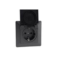 3er Set MILOS IP44 Steckdose Unterputz 3Stück Aussensteckdose mit Klapp-Deckel Schutzkontakt-Steckdose mit Gummidichtung 230V / 16A 1-fach Rahmen Wand Steckdosen Anthrazit