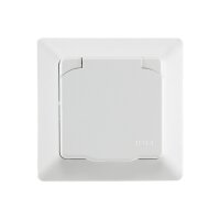 MILOS Feuchtraum Unterputz Steckdose IP44 für Innen und Aussen Schutzkontakt-Steckdose mit Klapp-Deckel mit Silikondichtung 230V / 16A Weiß Matt