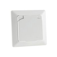 MILOS Feuchtraum Unterputz Steckdose IP44 für Innen und Aussen Schutzkontakt-Steckdose mit Klapp-Deckel mit Silikondichtung 230V / 16A Weiß Matt