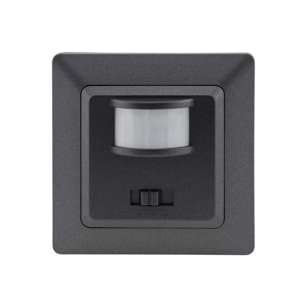 MILOS Bewegungsmelder 160° 7m Reichweite 230V I 3-Draht I Für LED geeignet I mit 1-fach Rahmen Anthrazit