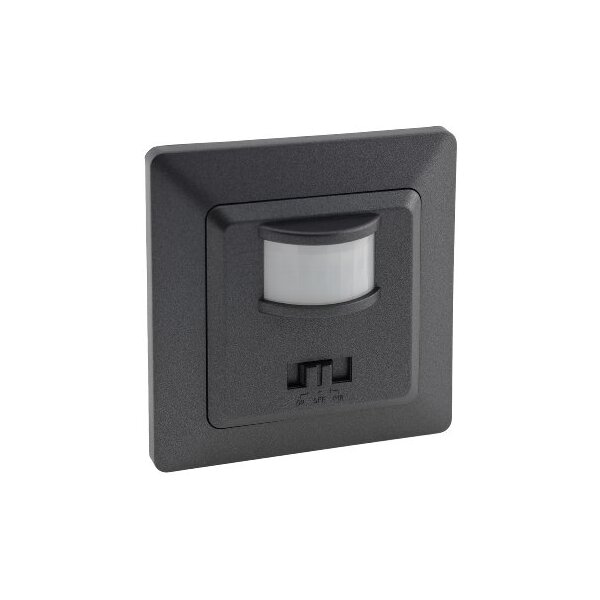 MILOS Bewegungsmelder 160° 7m Reichweite 230V I 3-Draht I Für LED geeignet I mit 1-fach Rahmen Anthrazit