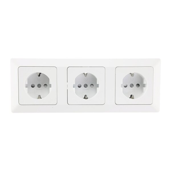 Milos 3-fach Steckdose Unterputz Weiß 3x Steckdosen mit erhöhtem Berührungsschutz Klemm Anschluss Matt-Weiß