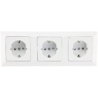 Milos 3-fach Steckdose Unterputz Weiß 3x Steckdosen mit erhöhtem Berührungsschutz Klemm Anschluss Matt-Weiß