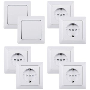 MILOS Starterset 6 Steckdosen & 2 Wechselschalter...