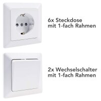MILOS Starterset 6 Steckdosen & 2 Wechselschalter weiß matt