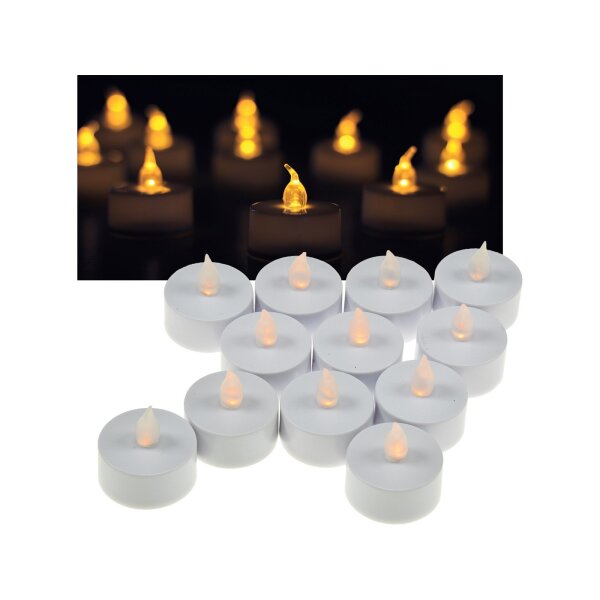 LED Teelichter 12er Set flackernd mit Batterie – warmweiß