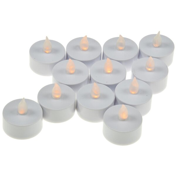 LED Teelichter 12er Set flackernd mit Batterie – warmweiß