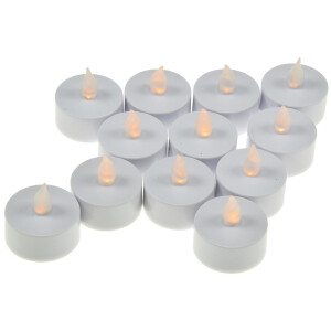 LED Teelichter 12er Set flackernd mit Batterie – warmweiß