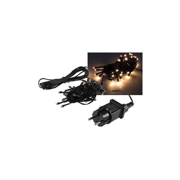 LED Deko-Lichterkette warmweiß – 4?m, 40 LEDs, IP44 Netzteil, schwarz