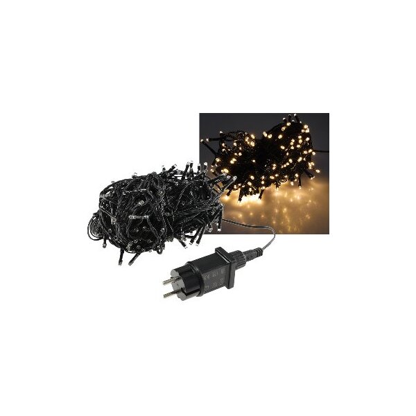LED Außen-Lichterkette CT-ALK200 – 20?m, 200 LEDs warmweiß, IP44, schwarz