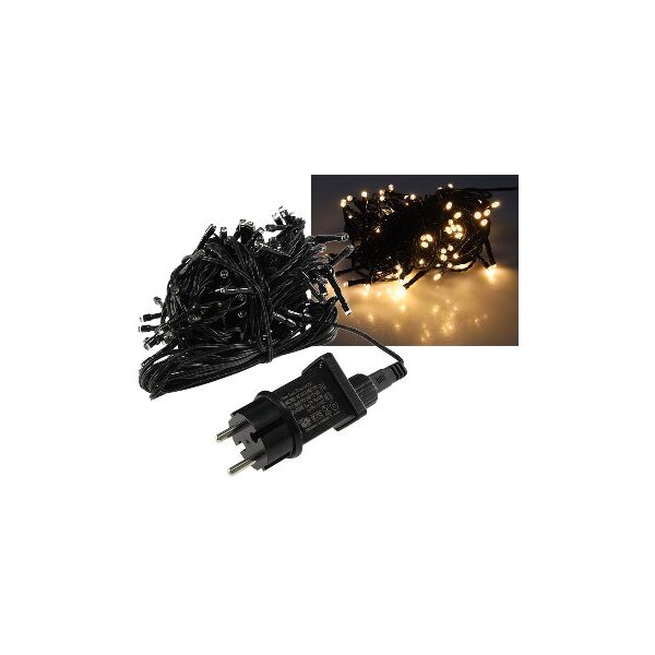 LED Außen-Lichterkette CT-ALK100 – 10?m, 100 LEDs warmweiß, IP44, schwarz