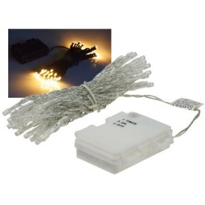 LED Lichterkette 5?m – 50 LEDs warmweiß – Batterie & Timer – Außen IP44