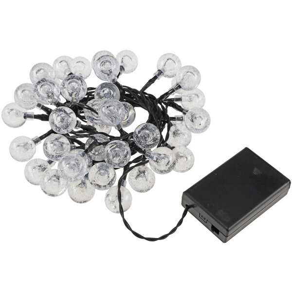 LED Batterie-Lichterkette 6m 40 Kugeln in Kristall Design Kugel Ø 23mm 2 Modi 3x AA Batterie Warmweiß