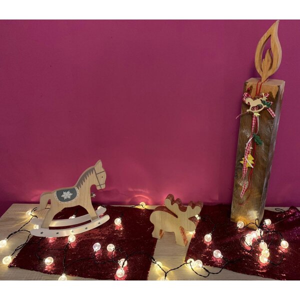 LED Batterie-Lichterkette 6m 40 Kugeln in Kristall Design Kugel Ø 23mm 2 Modi 3x AA Batterie Warmweiß