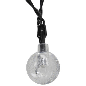 LED Batterie-Lichterkette 6m 40 Kugeln in Kristall Design Kugel Ø 23mm 2 Modi 3x AA Batterie Warmweiß