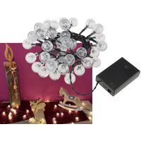 LED Batterie-Lichterkette 6m 40 Kugeln in Kristall Design Kugel Ø 23mm 2 Modi 3x AA Batterie Warmweiß