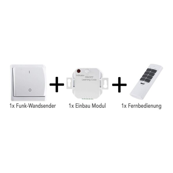 Funk-Schalter Set Pilota Casa Funk-Empfänger mit Funk-Wandschalter 230V Fernbedienung max. 2000Watt bis 30m Reichweite