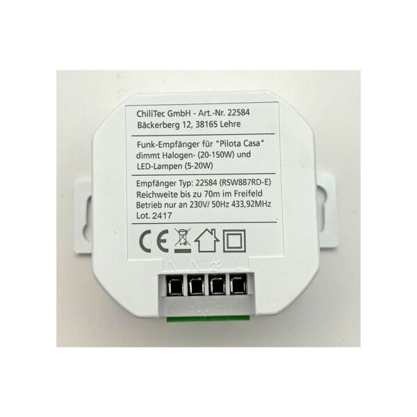 Funk Dimmer Unterputz 230V – LED Dimmer mit Fernbedienung Pilota Casa Empfänger