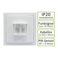Funk Bewegungsmelder Aufputz für Innen Serie Pilota Casa 90° 8m Reichweite LED Geeignet FunkSignal bis 30 Meter Weiß