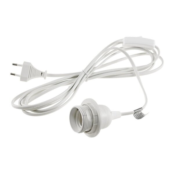 E27 Lampenfassung mit Schalter Fassung 3,4m Kabel Schnurschalter inkl. Montagering Ø 40mm für Lampenschirm Papier Leuchten Stern Lampen Weiß