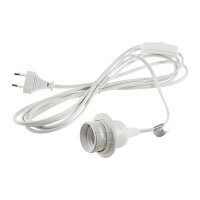 E27 Lampenfassung mit Schalter Fassung 3,4m Kabel Schnurschalter inkl. Montagering Ø 40mm für Lampenschirm Papier Leuchten Stern Lampen Weiß
