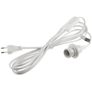 E14 Lampenfassung mit 3,4m Kabel Schalter Schnurschalter I inkl. Montagering Ø 40mm für Lampenschirm Papier Leuchten Stern Lampen Weiß