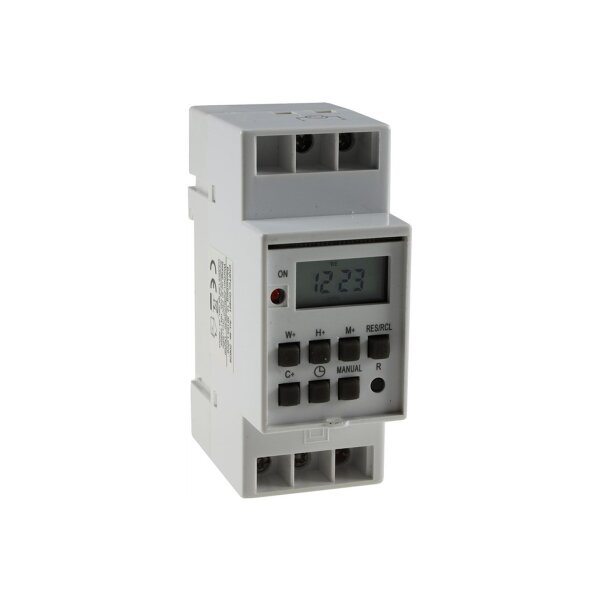 Digitale Zeitschaltuhr für Hutschiene Einbau in Schalttafel 230V / 16A Zeitschalter Timer für Schaltkasten LC-Display Tag- & Wochenzeitschaltuhr