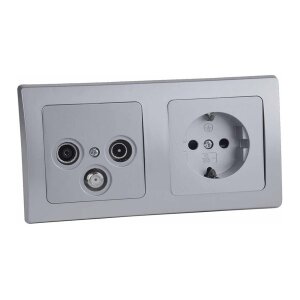 Delphi Unterputz TV SAT Antennendose mit Steckdose 2-Fach...