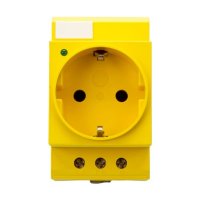 Einbau Steckdose mit LED für Hutschiene Schaltschrank 230V/16A VDE  gelb