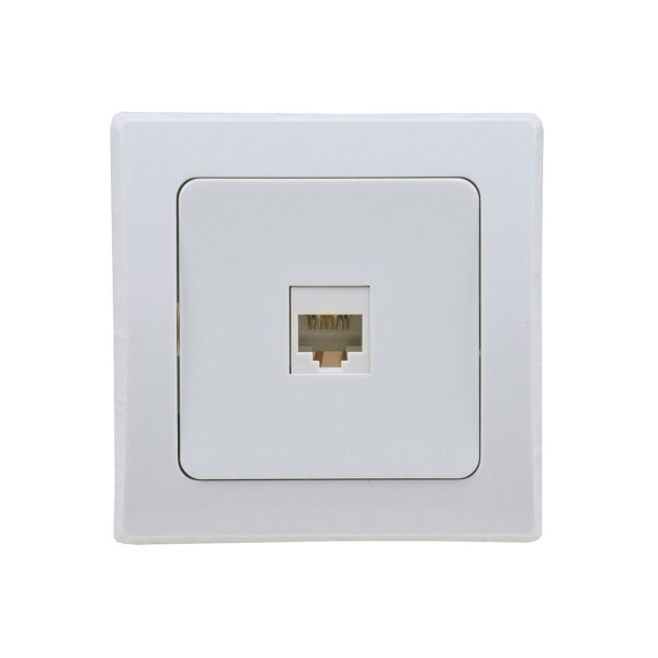 Delphi Telefon Dose LAN Netzwerk I RJ45 Buchse für ISDN, Cat.5, Cat.6, Cat.7 I inkl. Rahmen I Unterputz I weiß