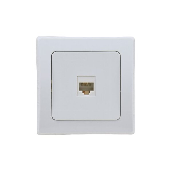 Delphi Telefon Dose LAN Netzwerk I RJ45 Buchse für ISDN, Cat.5, Cat.6, Cat.7 I inkl. Rahmen I Unterputz I weiß