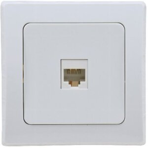 Delphi Telefon Dose LAN Netzwerk I RJ45 Buchse für ISDN, Cat.5, Cat.6, Cat.7 I inkl. Rahmen I Unterputz I weiß